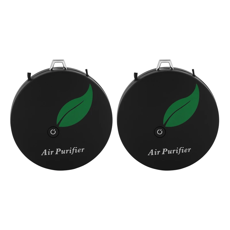 

2X Mini Portable Air Purifier Wearable Air Purifier Necklace USB Air Cleaner Travel-Size Purifier For Small Space Black