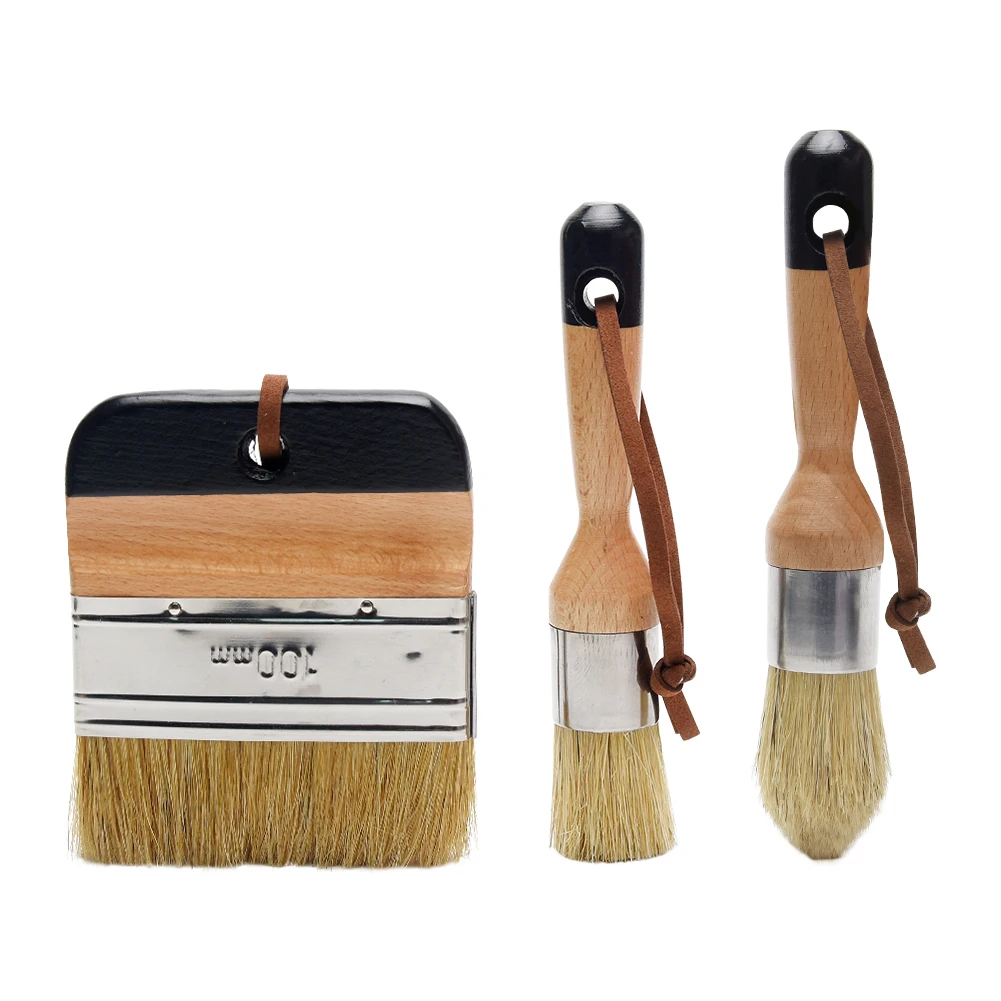 

3pcs DIY Artist Waxing Tool Chalk Paint Brush For Furniture Bristle Flexible Stencils Ergonomic Handle Portable Multipurpose