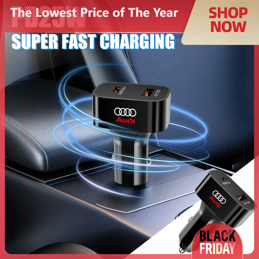 Автомобильное зарядное устройство USB Type-C Адаптер быстрой зарядки Автомобильные