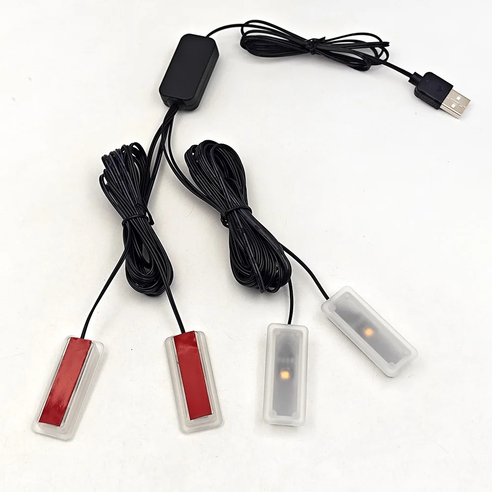 Фото USB автомобильный окружающий свет, регулировка яркости, простая установка, монохромный чип с низким энергопотреблением, светодиодный автомобильный фонарь для ног, белый, синий, красный №2