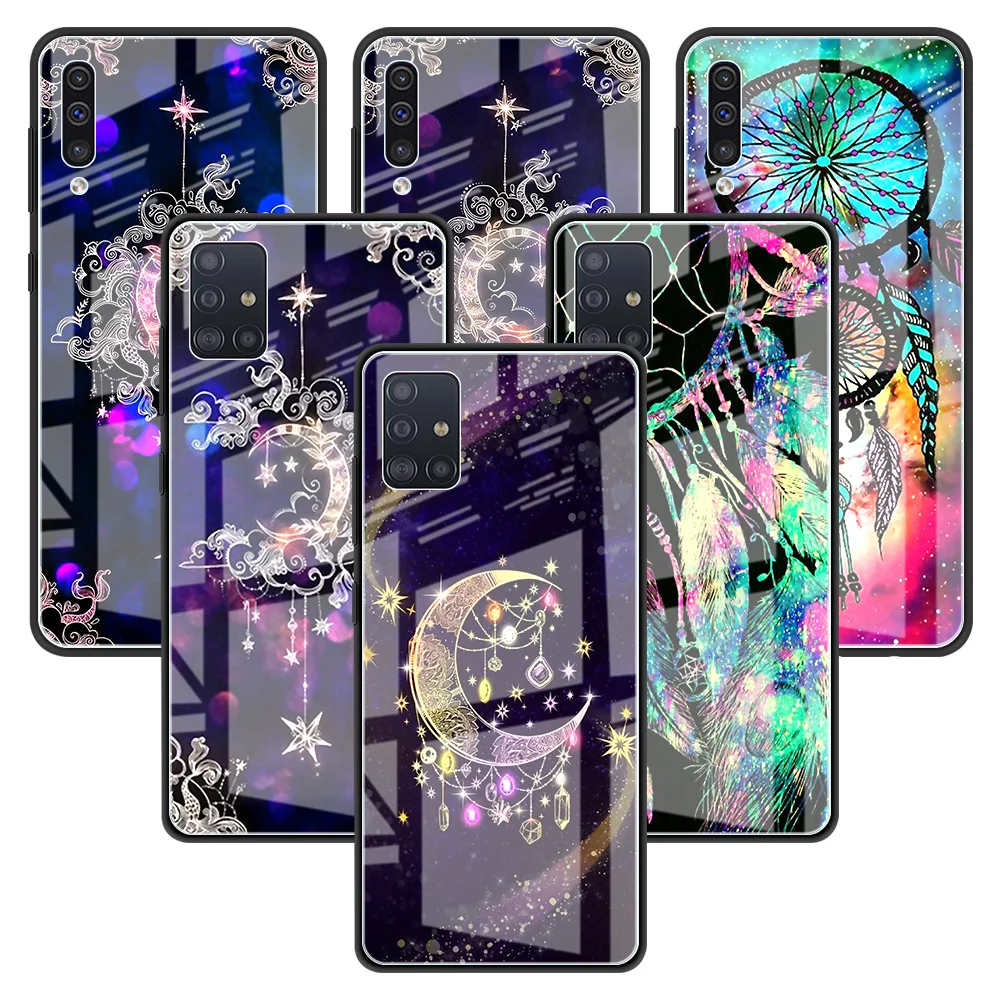 

Glass Case for Samsung Galaxy A51 A52 A50 A71 A21s A31 A70 A72 A10 A30 M31 M51 Soft Edge Back Capa Dream Catcher Watercolor
