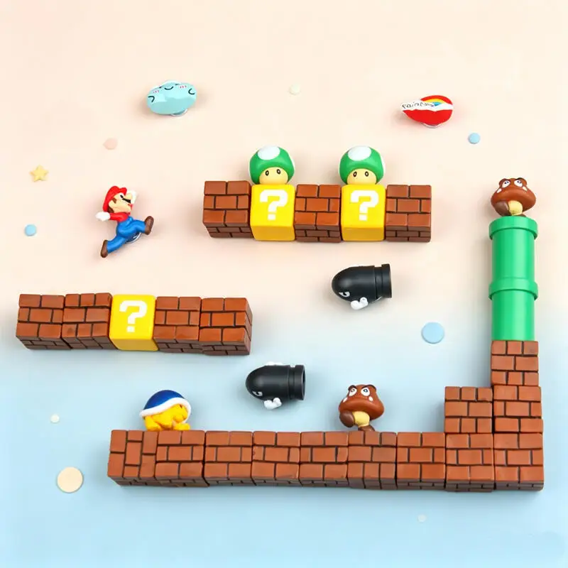 Фото Магнит на холодильник Super Mario 3D из смолы, милый мультяшный набор для творчества: Туд, Луиджи, Пич, золотая монета. Декор для кухни и дома, подарок для детей. №2