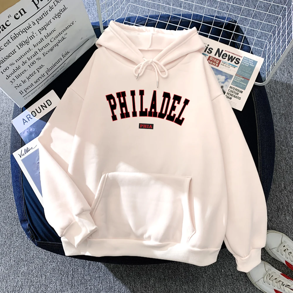

Толстовка Philadel Phia с длинным рукавом мужская, винтажный свитшот с карманами, утепленный пуловер в американском стиле, в стиле оверсайз, осень