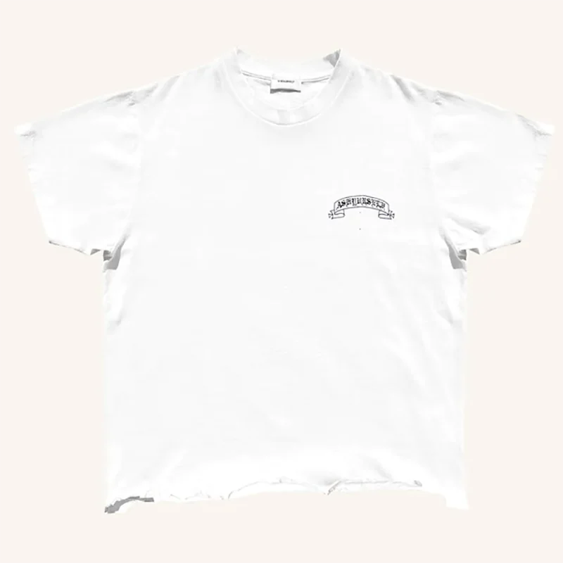 Крупноразмерная футболка ASK ASKYURSELF потертая и изношенная с надписью логотипом