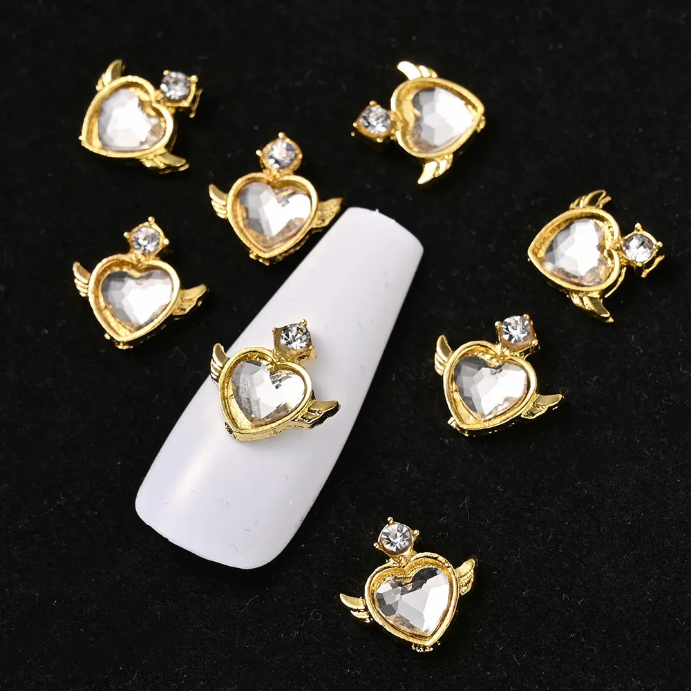 

10PCS Heart Butterfly Alloy Glitter 3D Butterfly Nails Charms Rhinestones Nail Jewelry Pendants Diamond Accessories &T402*