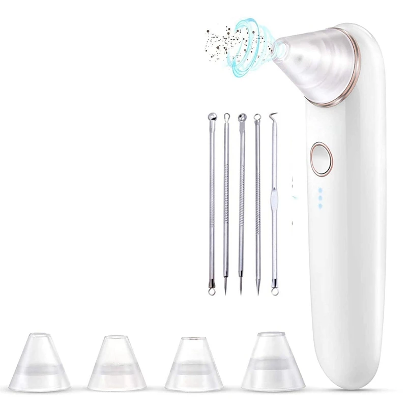 

Blackhead Remover Pore Vacuum Acne Remover Whitehead Extractor Tool-3 Suction Power 5 Probes USB Rechargeable Blackhead