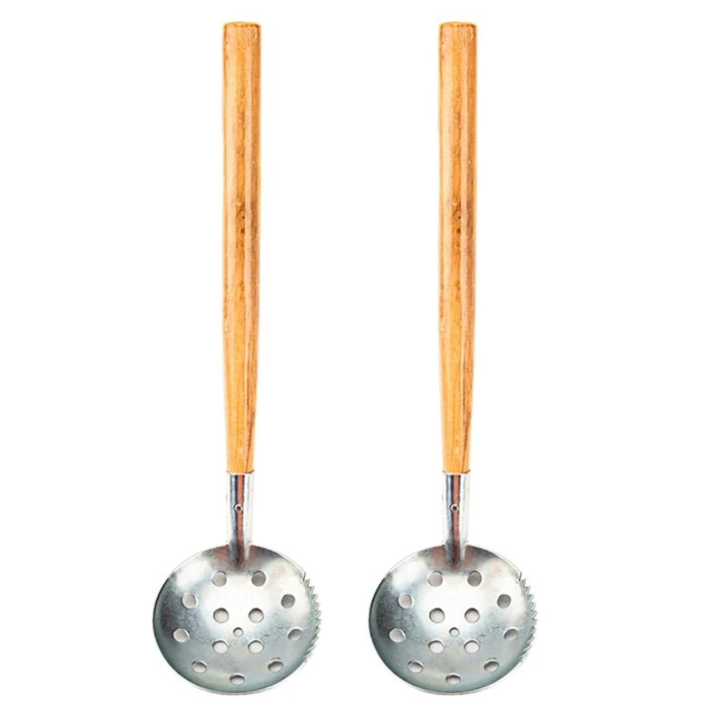 

2Pcs Ice Fishing Scoop Wood Handle Scoop Foldable Fishing Ice Spoon Winter Outdoor Fishing Tools