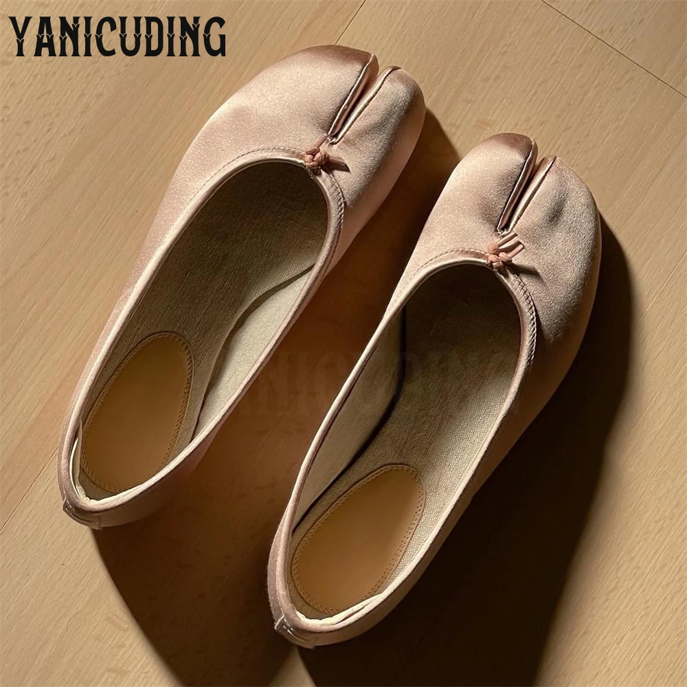 Атласные балетки Tabi новинка дизайнерская стильная обувь на плоской подошве для