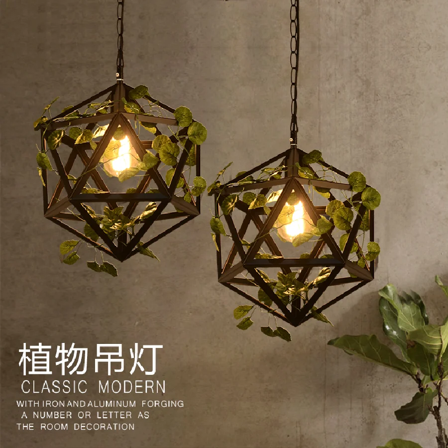 

American industrial retro iron birdcage plant personality creative restaurant bar clothing store chandelier