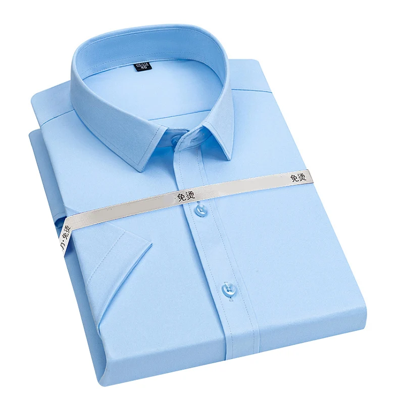 

Рубашка мужская с коротким рукавом, не требует глажки, в деловом стиле, Повседневная белая