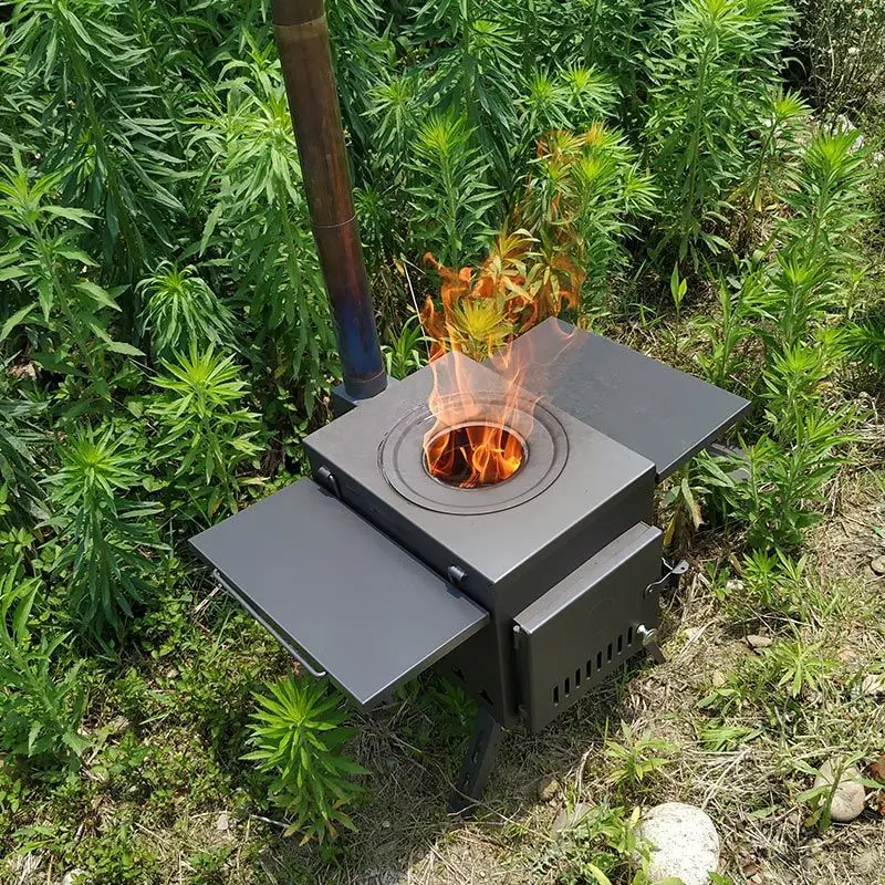 

Portable Stove Tent Wood Burning Stove Multi-purpose Camping Heater With Pipeline Tent Wood Fuel Stove