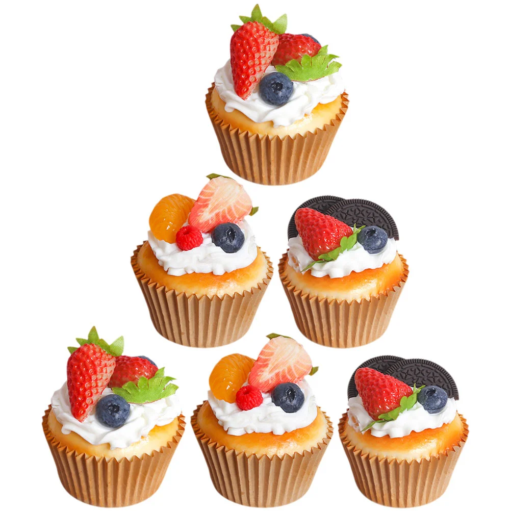

6 Pcs Simulation Cake Model Home Accessories Models Photo Props Reliable Dessert Faux Pu Lifelike Cakes Fake Birthday Decors
