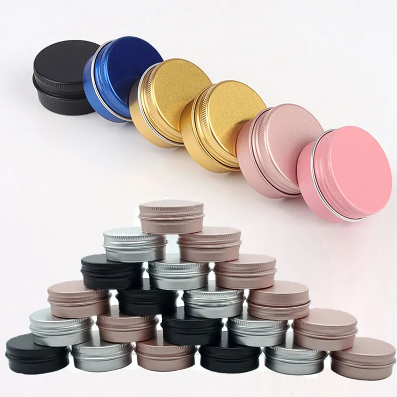 

10Pcs 5g 10g 15g 20g 30g 50g 60g Empty Metal Aluminum Tins Cans Screw Top Round Candle Spice Face Cream Cans Seal Lid Containers