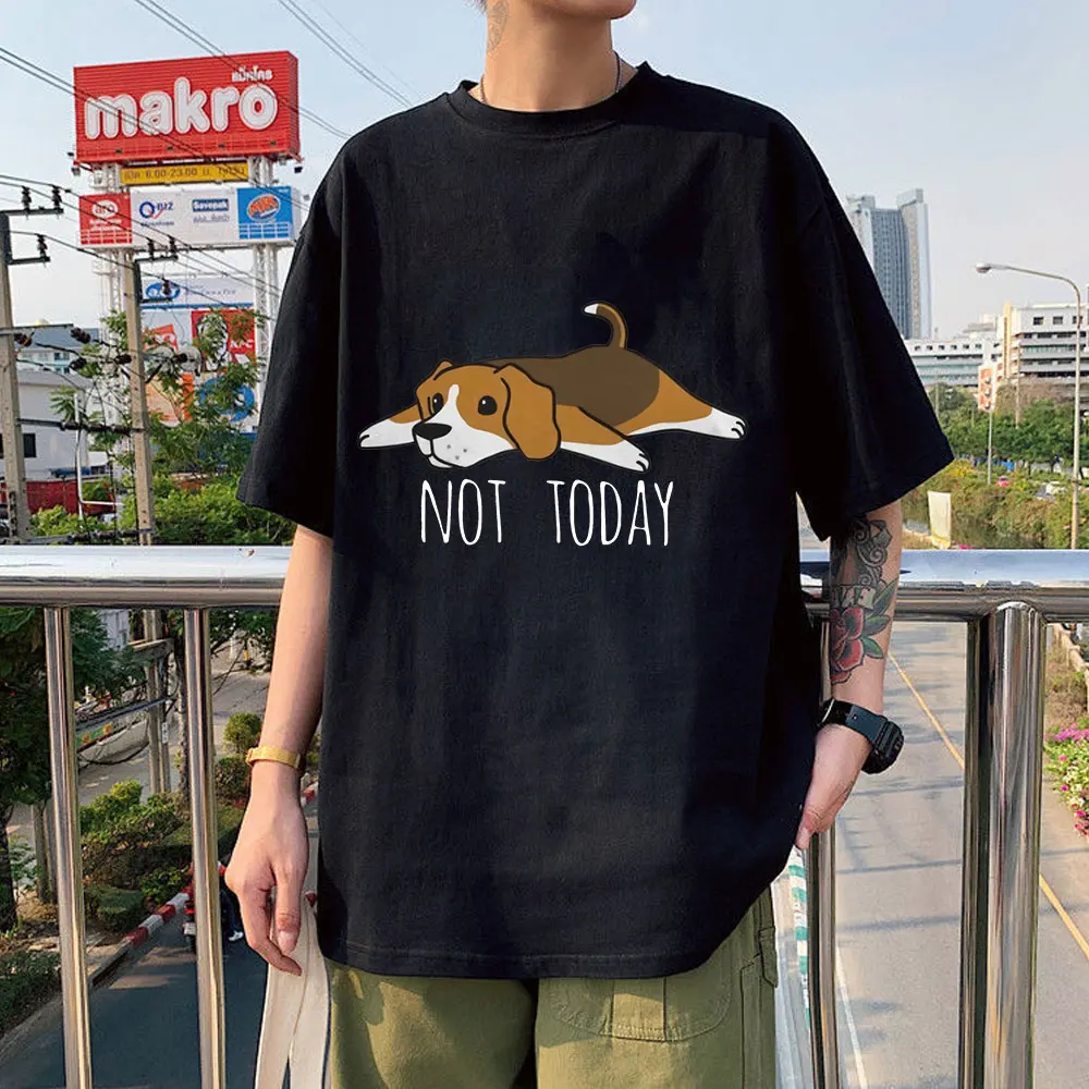 

Funny Manga Not Today Beagle Dog T Shirt Men Woman T-shirts Tops O-Neck 100% Cotton Tee Shirt Oversize Harajuku Streetwear