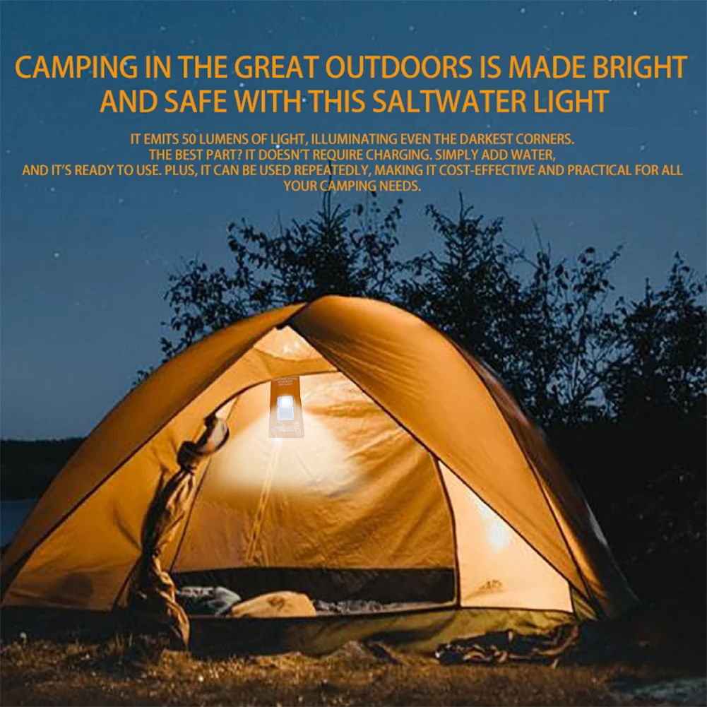 

LED Salt Water Emergency Lamp 50LM Portable Salt Water Lights Waterproof Reusable Travel Supplies for Car Outdoor Beach
