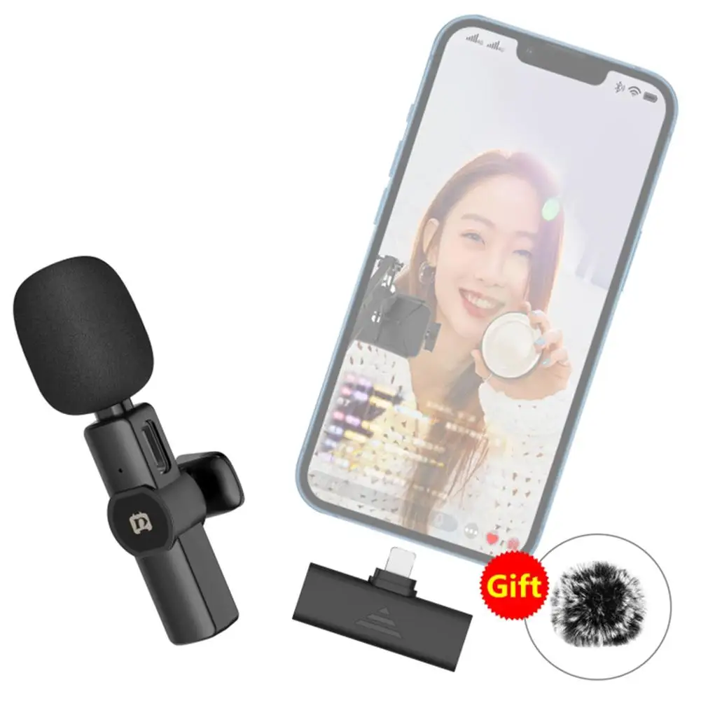 

Compatible for Ios Interface Rechargeable Pu3081b Lavalier Wireless Microphone Recording Radio Noise Reduction Microphone