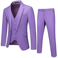 purple suit men 3 pieces complete party dress jacketvestpants tuxedo 6xl big size prom blazer singer costume mens clothing