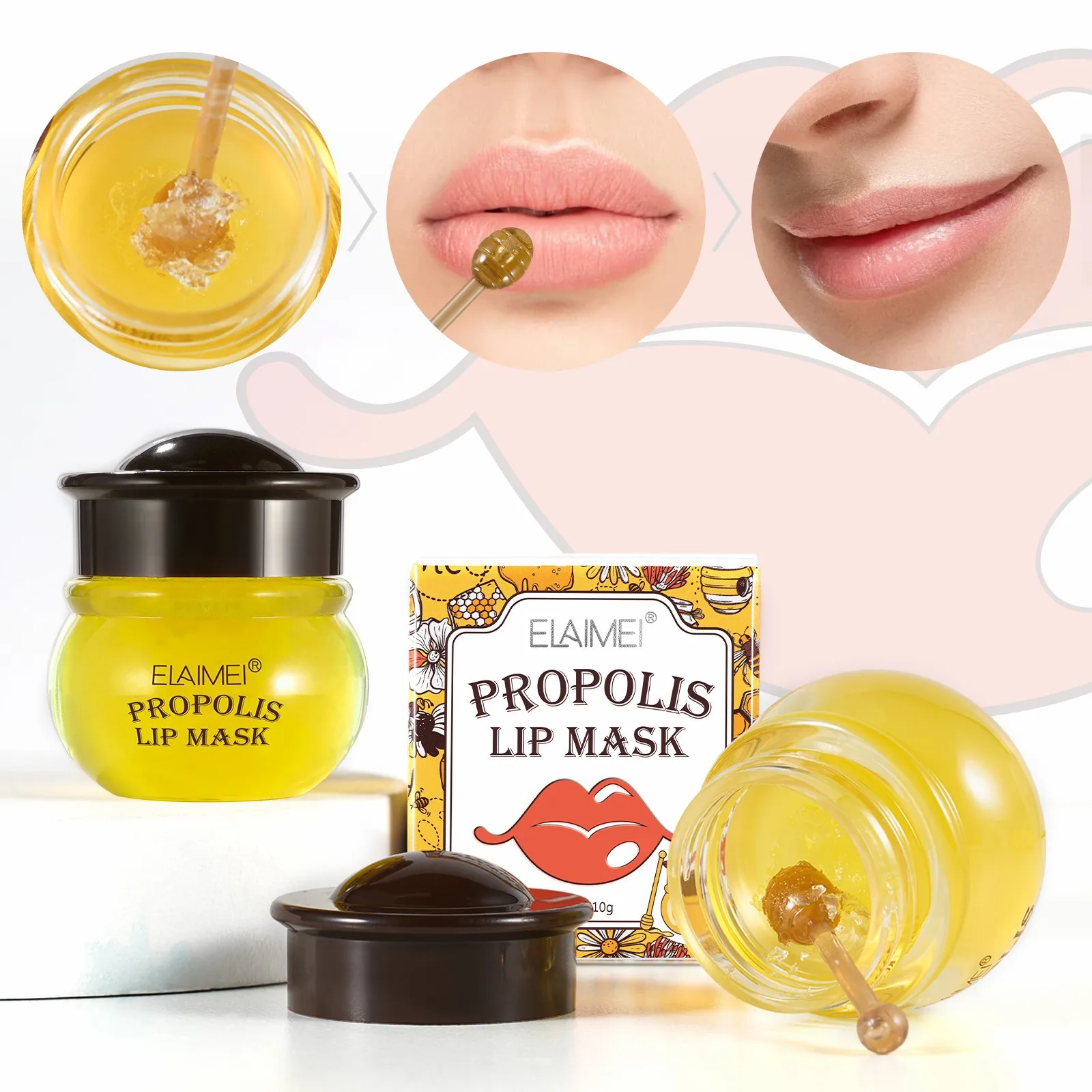 

10g Peach Flavor Lip Mmask Moisturizing Honey Lip Balm Repair Lip Exfoliation Fade Lip Lines Sleeping Lip Mask Lip Care