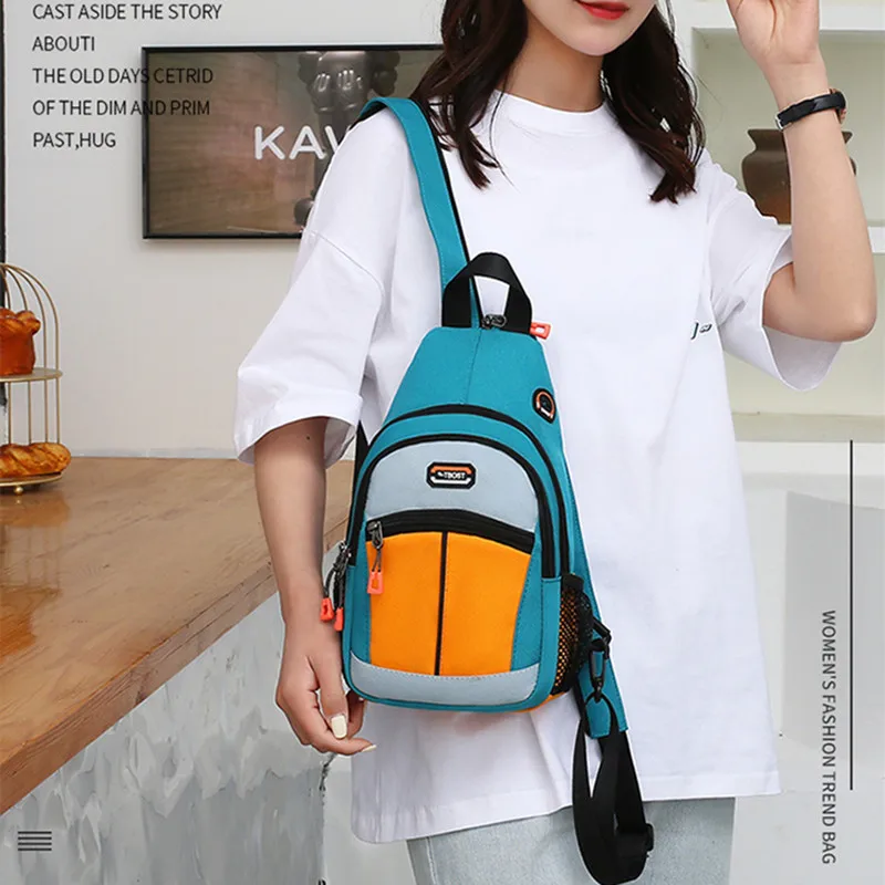 New Fashion Men Women Chest Bag Multi-Functional Oxford Shoulder Bag Casual Crossbody Bag Sports Teenager Small Backpack