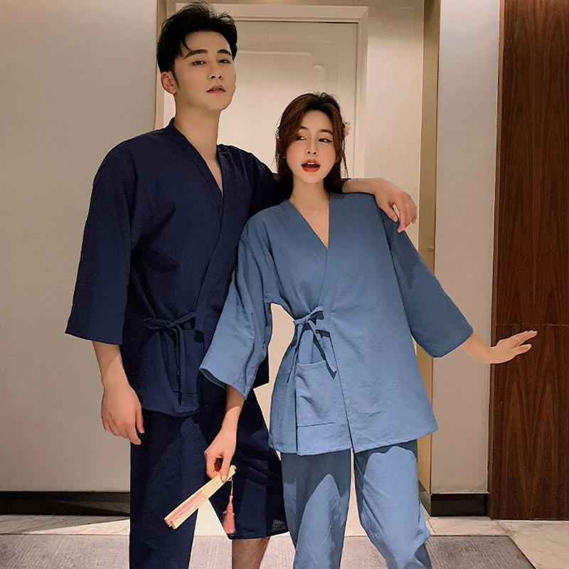 

Мужская одежда в стиле Харадзюку для пар, однотонный кардиган в японском стиле, большие свободные кимоно на пару, женский халат, костюм, Пижа...