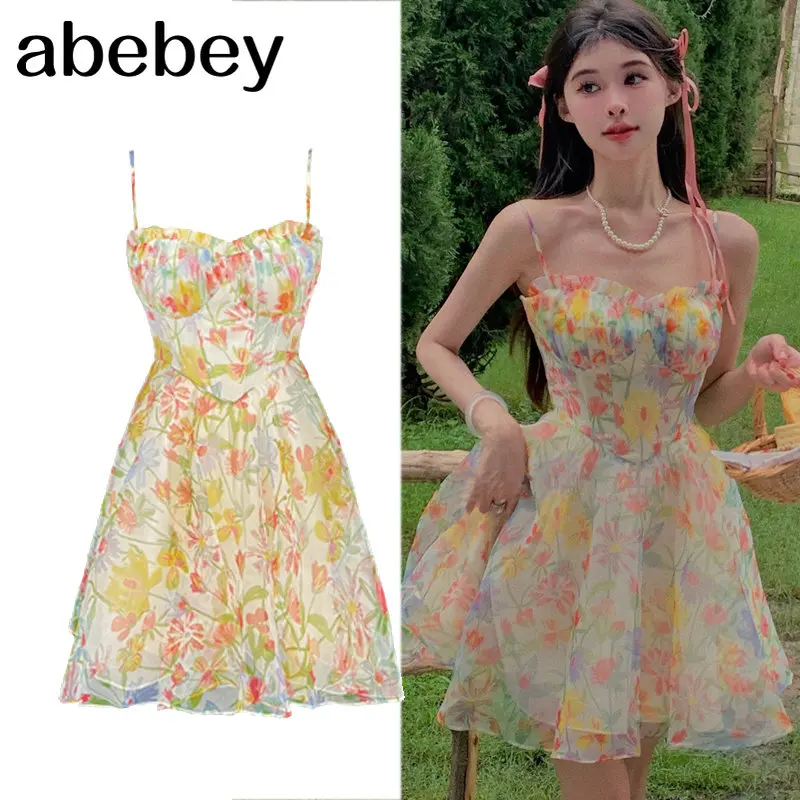 

Милое короткое ТРАПЕЦИЕВИДНОЕ милое платье-мини для девушек, повседневное шикарное платье с рюшами и цветочным рисунком, модная одежда Elbise