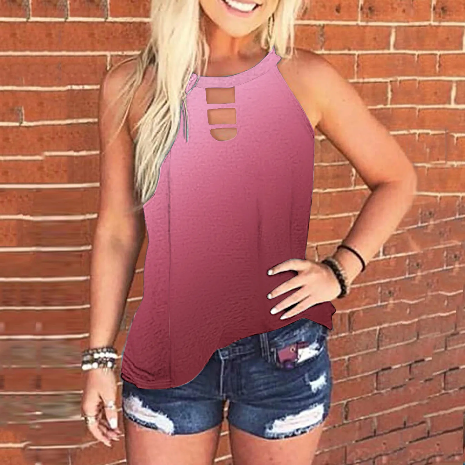 

Женская летняя рубашка, повседневные пляжные рубашки с вырезами, без рукавов, с лямкой на шее, с вырезами, майка на бретелях, черная Пижама, ж...