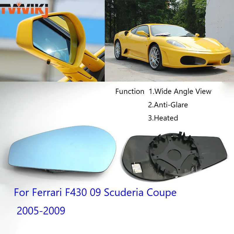 Фото Боковое зеркало заднего вида TVYVIKJ, синее стекло для Ferrari F430 09 Scuderia Coupe 2005-2009, широкоугольный обзор, Антибликовая Боковая дверь №1