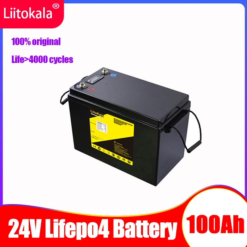 

LiitoKala Origin 24V 100Ah LiFePO4 Battery is Suitable for Solar Golf Cart Forklift Waterproof Inverter 4000 Cycles Built-in BMS