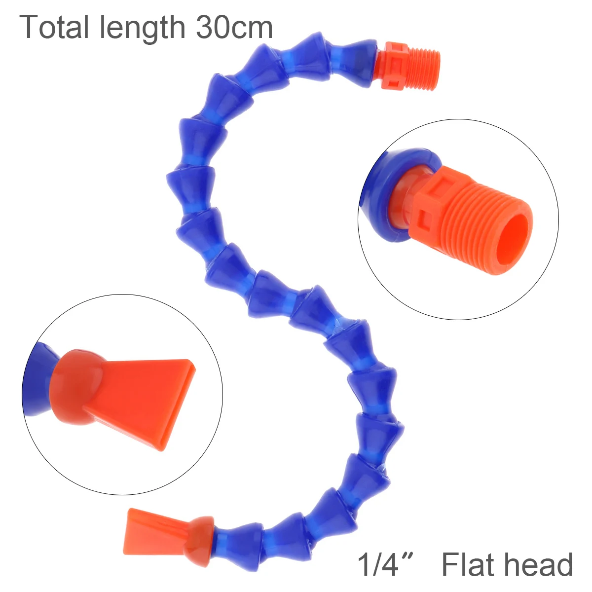 

1/4 Inch 300mm Plastic Flexible Water Oil Coolant Pipes Hoses with Round Flat Nozzle for CNC Milling Lathe Cooling Pipe