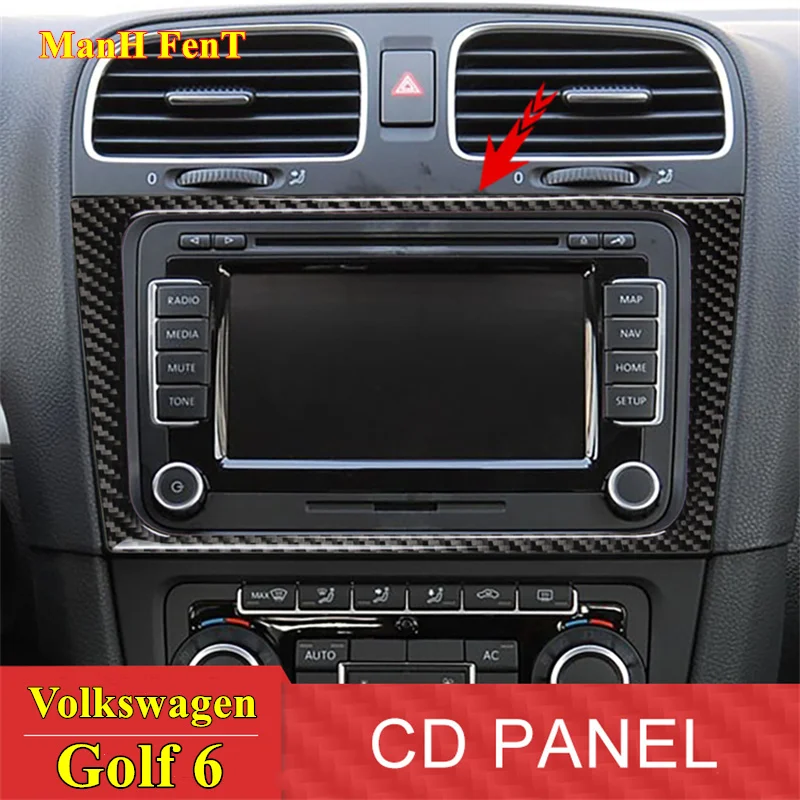 

For Volkswagen VW Golf 6 CD Panel Carbon Fiber Decoration 3D Sticker Car Interior Accessories
