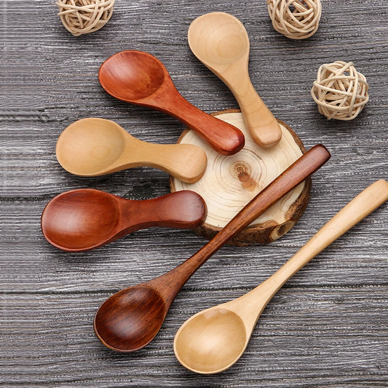 

Children Milk Powder Cute Coffee Spoon Solid Wood Dessert Small Teaspoon Lotus Wood Companion GiftsTableware Baby Wooden Simple