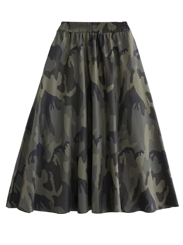 Женская Повседневная юбка с принтом XITAO, камуфляжная универсальная свободная трапециевидная юбка, модель HQQ0843 на лето, 2024