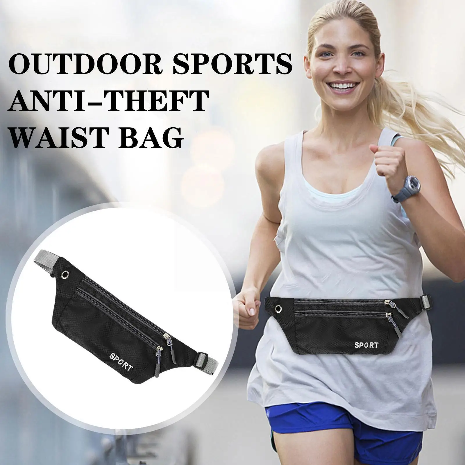 

Waterproof Zipper Women Sport Waist Fanny Pack Crossbody Phone Storage Bag Travel Casual Bum Belly Bag Bag Belt Purse Shoul Y1b8