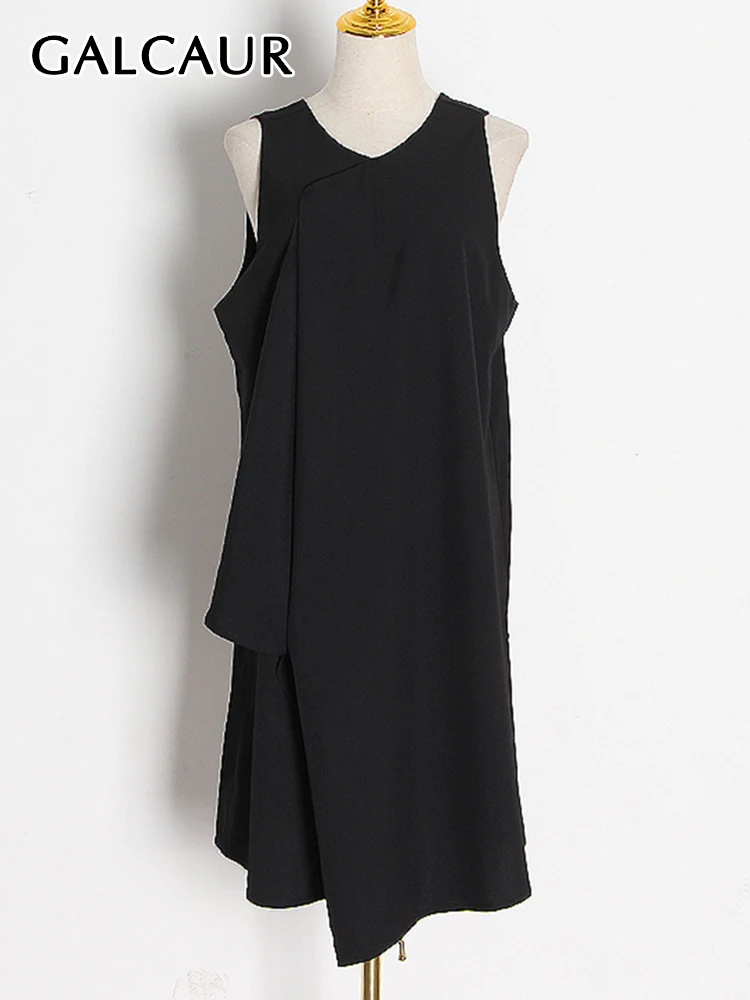 

Платье женское однотонное Плиссированное без рукавов с круглым вырезом и высокой талией