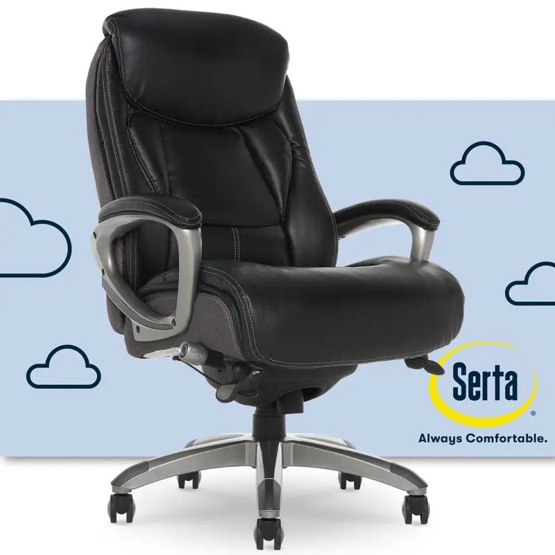 

Bonded Leather High-Back Office Chair with Smart Layers Tech, 250 lb Capacity, Gray