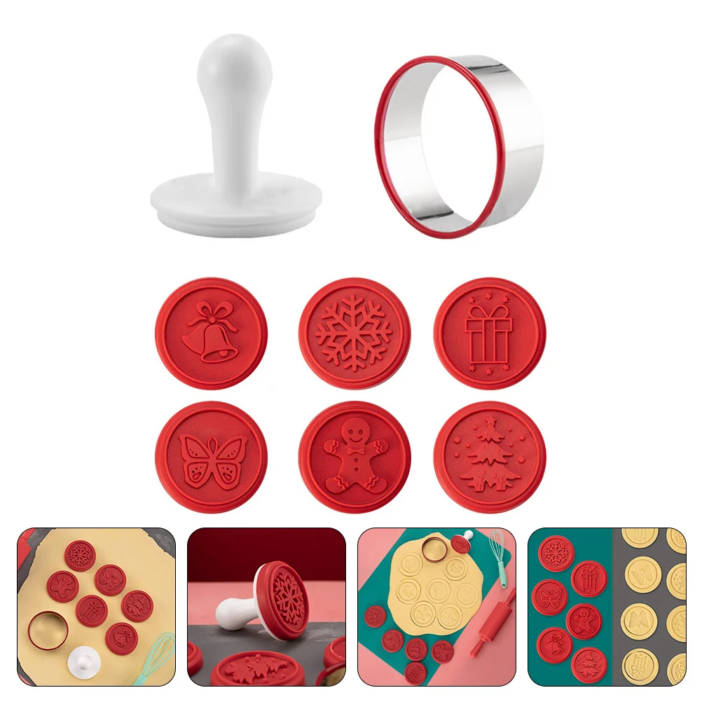 

Cookie Christmas Stamps Siliconemold Stampbaking Press Biscuit Chocolate Molds Holidayset Tree Snowflake Mould Fondant Stampers
