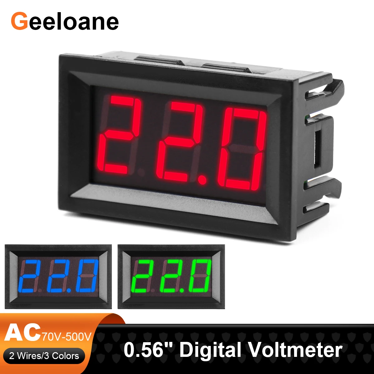 

0.56" LED Digital Voltmeter Ammeter AC70V-500V 2 Wires Voltage Current Meter Tester Mini Dual LED Display