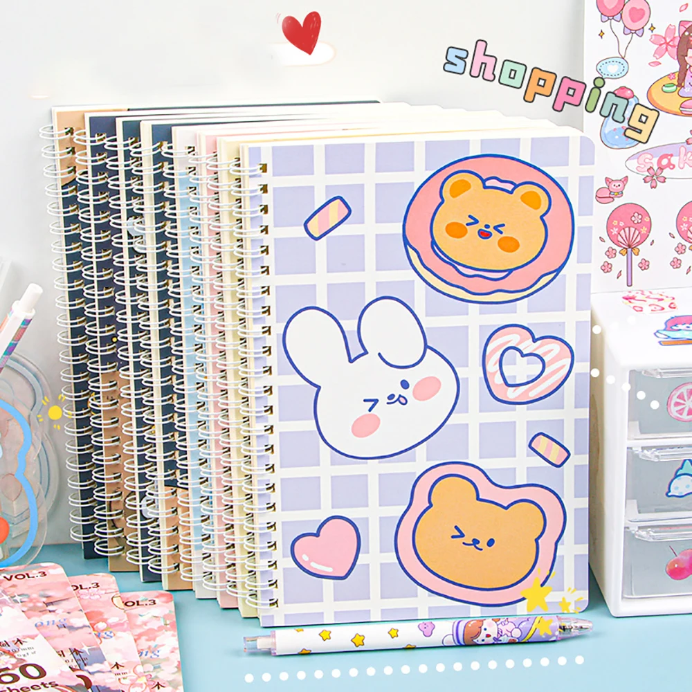 

60Sheets Creative Cartoon Coil Book Notepads A5 Thicked Simple Loose-leaf Planner Notebook School Student Stationery Supplies