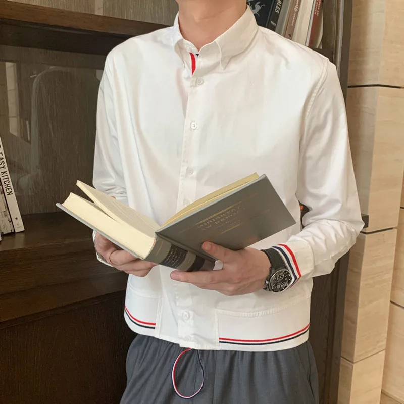 

TB shirt men's casual long-sleeved short light luxury high-end shirt jacket jacket