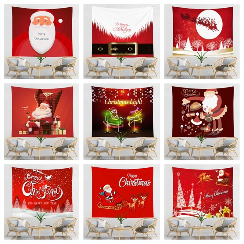 

Home decoration red christmas tree tapestry wall hanging gossip tapestry santa elk snowman tapestry 230x180cm tapiz