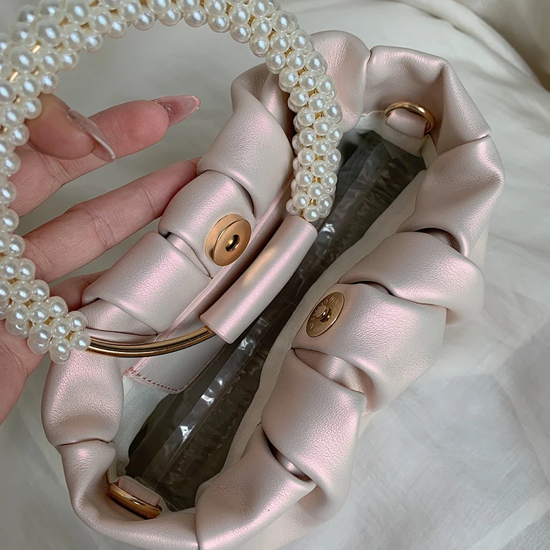 Dela Pearl handbag Women's fashion Clutch bag Women dinner bag Mini mobile Crossbody bag Phone pouchbeg Beg tangan putih comel