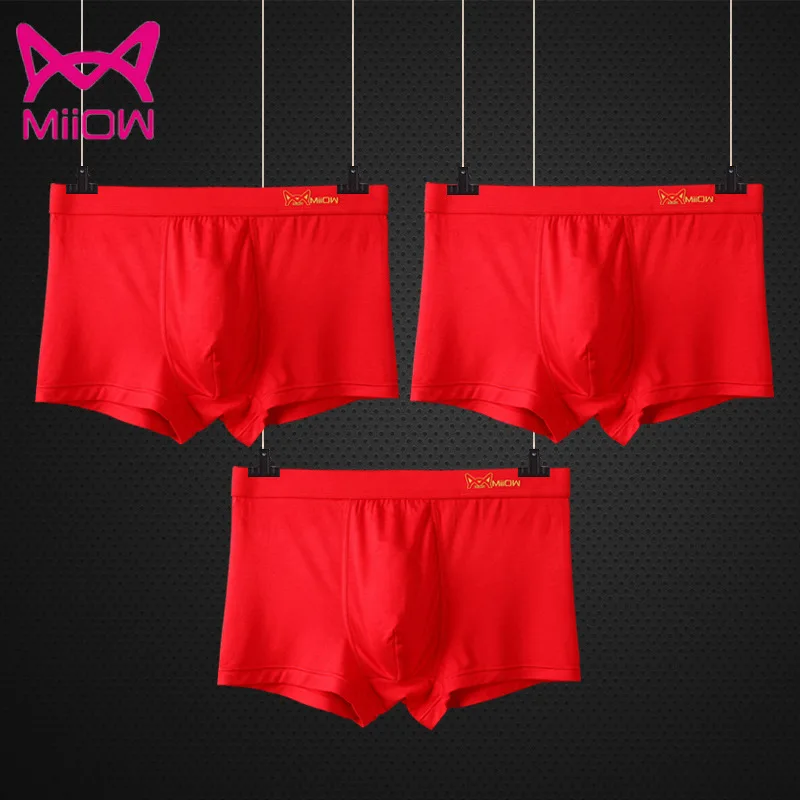 Miiow men's underwear natal red modal boxer shorts   3PC