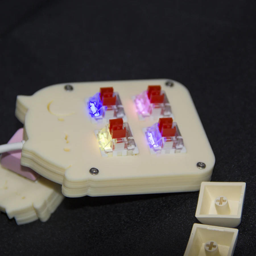 Программируемая клавиатура Sayo Key 4 Key RGB кремового цвета с поддержкой макросов и горячих клавиш мыши, проводная USB-клавиатура для снятия стресса, мини-клавиатура (art.: 3920d93ded09e) - 3920d93ded09e