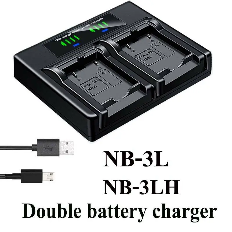

Dual Battery Charger For CANON NB-3L PowerShot SD500 SD550 A80 100 20 IXUS 700