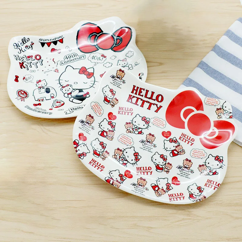

Kawaii HelloKittys My Melody Pompom Purin Anime Series Sanrios Tableware Cartoon Cute Family Dinner Plate Fruit Plate Toy Gift