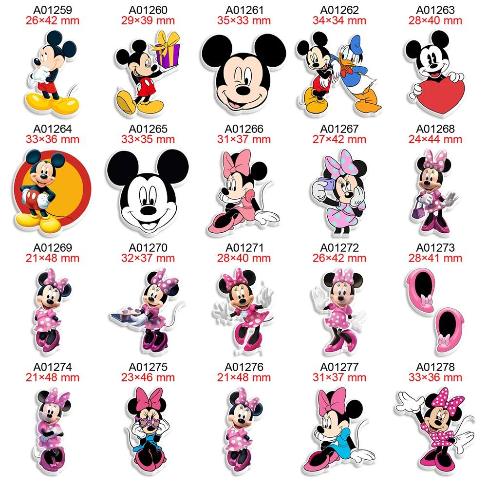 

DIY Craft Supplies Disney Mickey Minnie Mouse Printed Cartoon Planar Resin Flatback for Keychain Phone Decoration