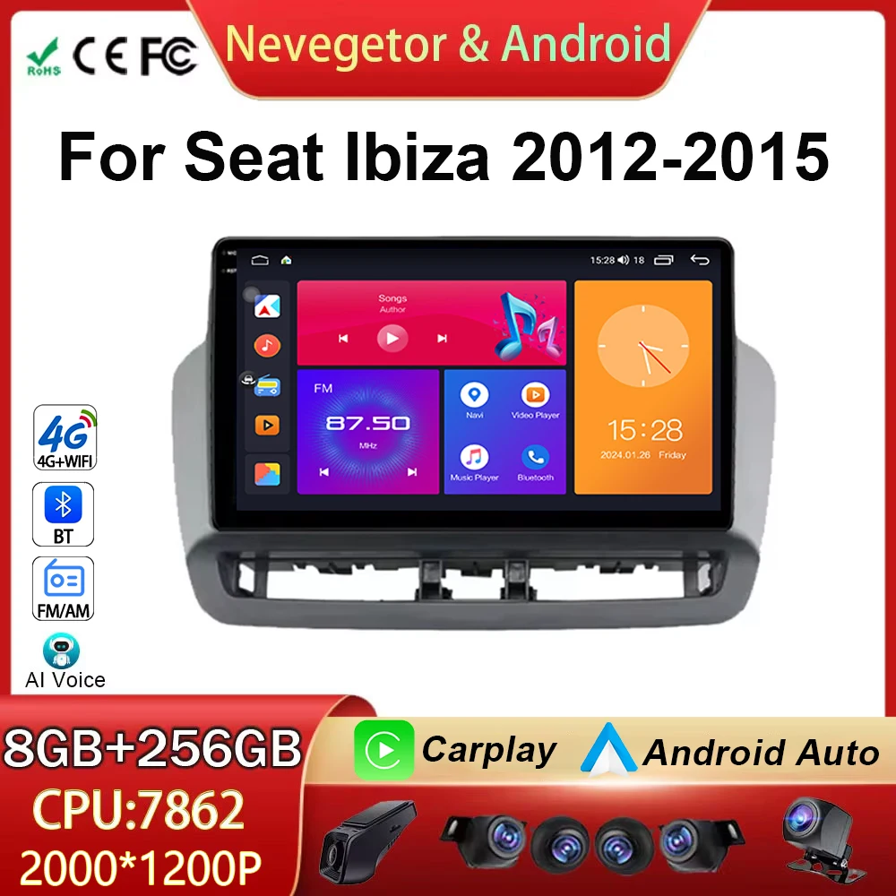 DSP BT видеоплеер Android Auto для Seat Ibiza 2012-2015 Автомобильный радиоприемник GPS-навигация
