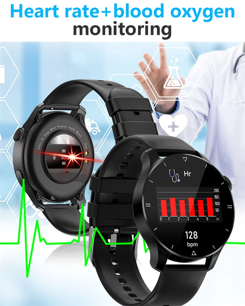 2022 New Smart Watch Men Health Heart Rate Blood Pressure Fitness Sport Watch IP68 Waterproof SmartWatch For Men HUAWEI IOS+Box