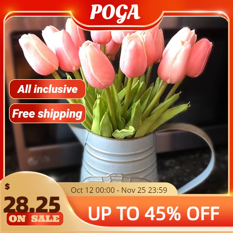 

10PCS Tulip Artificial Flower Real Touch Artificial Bouquet Fake Flower for Wedding Decoration Flowers Home Garden Decor