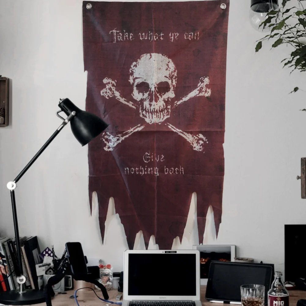 

Decoración Bandera Pirata Errante, Locomotora Oscura Para Acampar, Hippie, Esqueleto, Barra Roca, Tapiz Colgante De Par